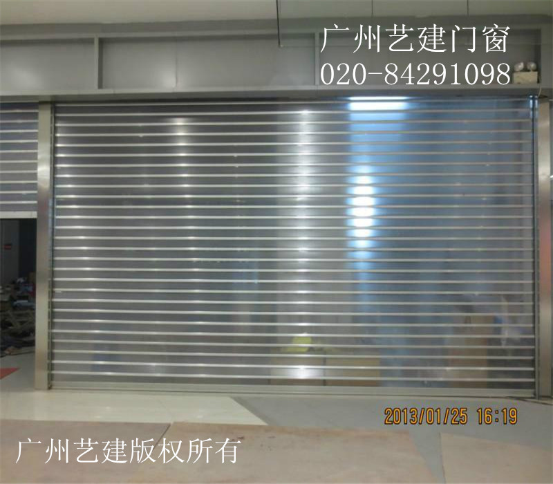 广州S边水晶卷闸门  16管电动大板加强型水晶卷闸门 商场透明门