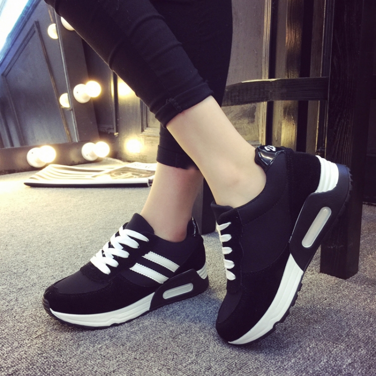2015秋季新款韩版风潮黑色低帮休闲运动鞋女鞋平底透气学生跑步鞋