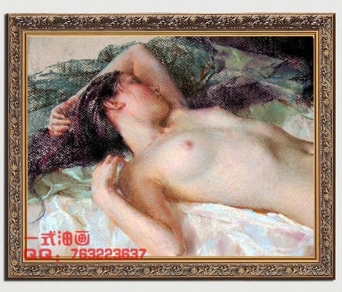 欧式纯手绘西方人体艺术裸体美女有框美卧室书房现货挂油画