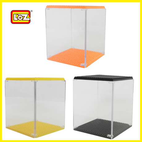 正品LOZ展示盒 小颗粒钻石积木礼盒配套多彩透明人仔造型展示盒