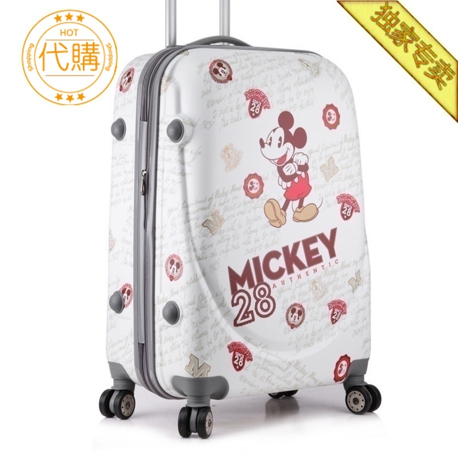 韩国风迪斯尼手绘款米老鼠卡通拉杆箱万向轮24寸行李箱ABS旅行箱