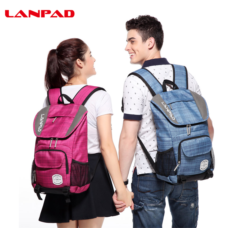 Lanpad新款双肩包女韩版潮流男背包书包中学生电脑包旅行包
