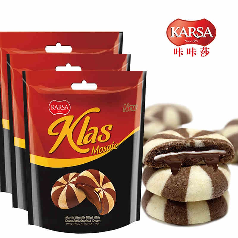 KARSA/咔咔莎马赛克榛子奶油可可味夹心饼干130g土耳其进口零食品