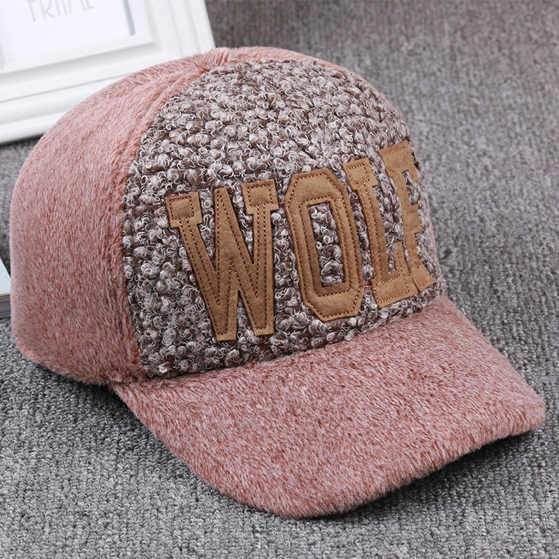 棒球帽子女士秋冬天新款韩版时尚逛街字母可爱毛绒帽子女式鸭舌帽