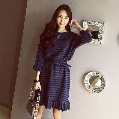 2015冬装新款韩版女装打底连衣裙修身长袖显瘦收腰包臀裙子 潮