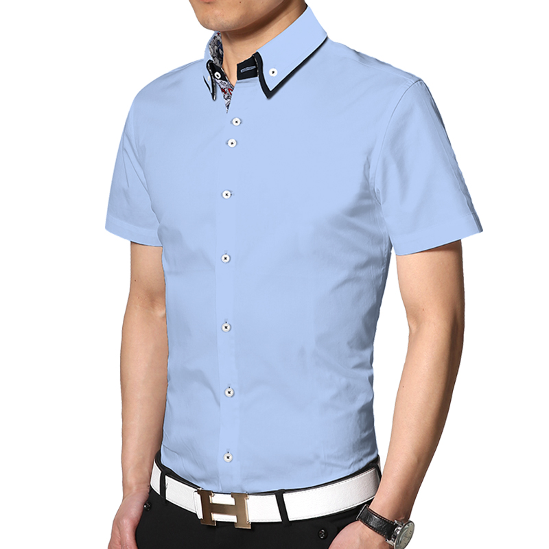 短袖衬衫 2015夏装新款双领时尚修身短袖衬衣 潮 男上衣 中国风