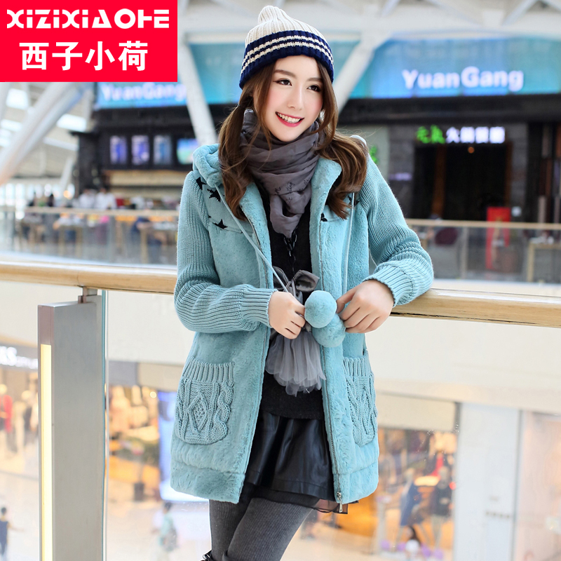 青少年 2015冬装韩版甜美加厚毛绒棉衣女外套时尚中长款少女外套