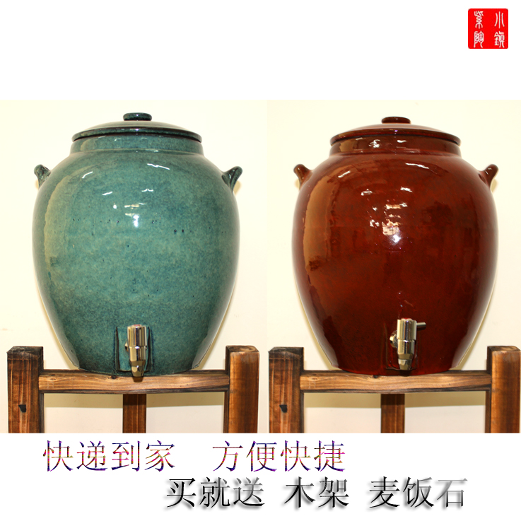 粗陶陶瓷紫砂水缸大号陶瓷储水罐带水龙头饮水机粗陶纯净茶水桶