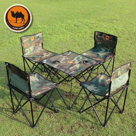 迷彩五件套 便携式折叠桌椅 户外桌椅 野外套餐野餐桌 茶几 包邮