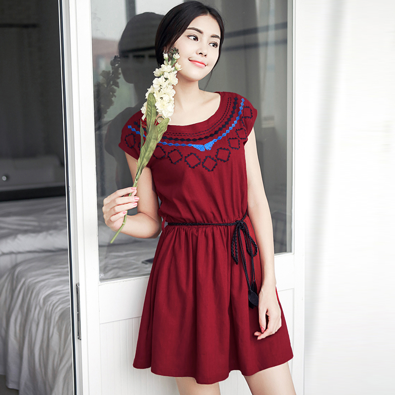 2016夏装新品BHX523配腰带 韩版女装时尚中长款连衣裙