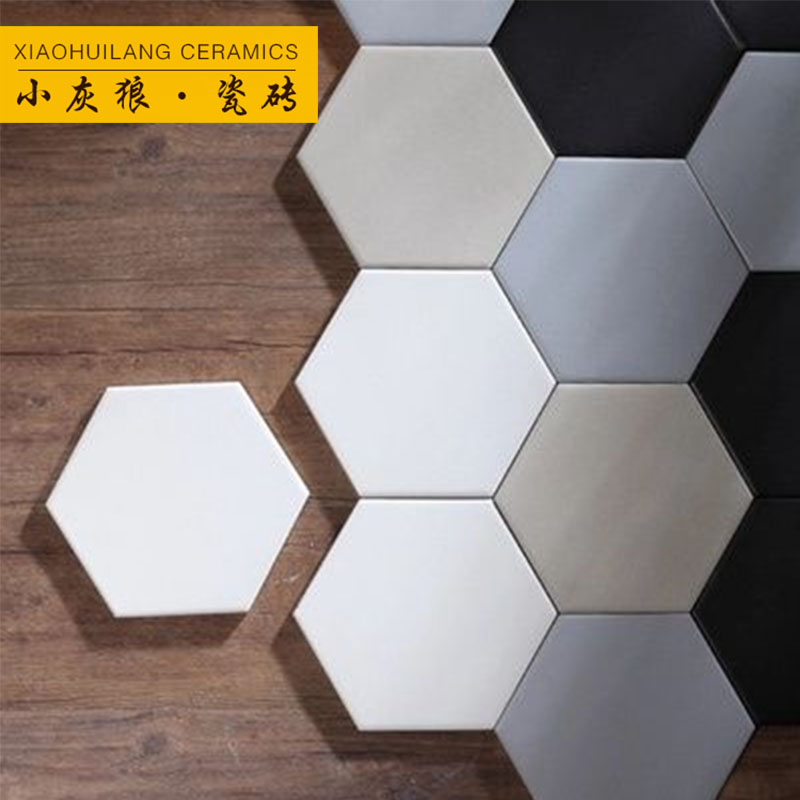 六角砖瓷砖彩色地砖黑白灰115X200X230哑光异形卫生间厨房六边型