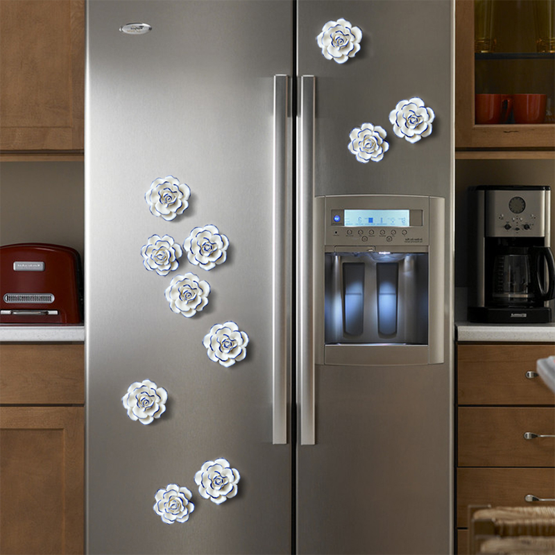 创意磁铁冰箱贴田园花朵留言板立体吸铁石装饰磁贴陶瓷冰箱磁性贴