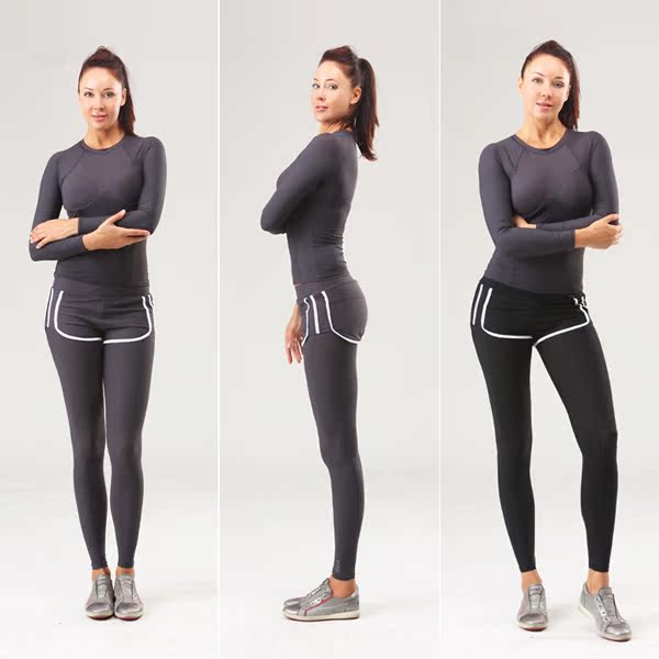 韩国直邮正品   春季新款运动健身跑步假两条女款瑜伽裤w0303