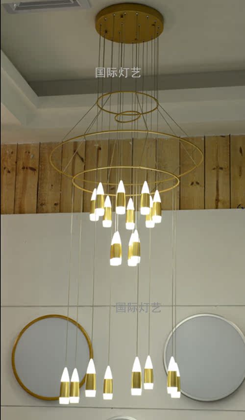 简约弹头吊灯现代LED时尚新款餐厅装饰树枝田园铝材水晶具压克力