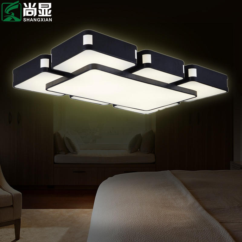 LED吸顶灯客厅长方形创意异形铁艺卧室灯主卧房间灯温馨次卧灯具