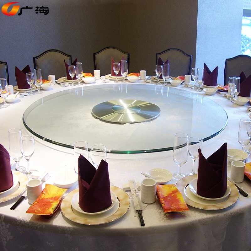 『广淘』MA067铝合金底钢化玻璃餐桌转盘圆台面酒店家具玻璃转盘