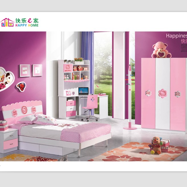儿童家具套房青少年女孩公主卧室家具组合四件套儿童床气动高箱床