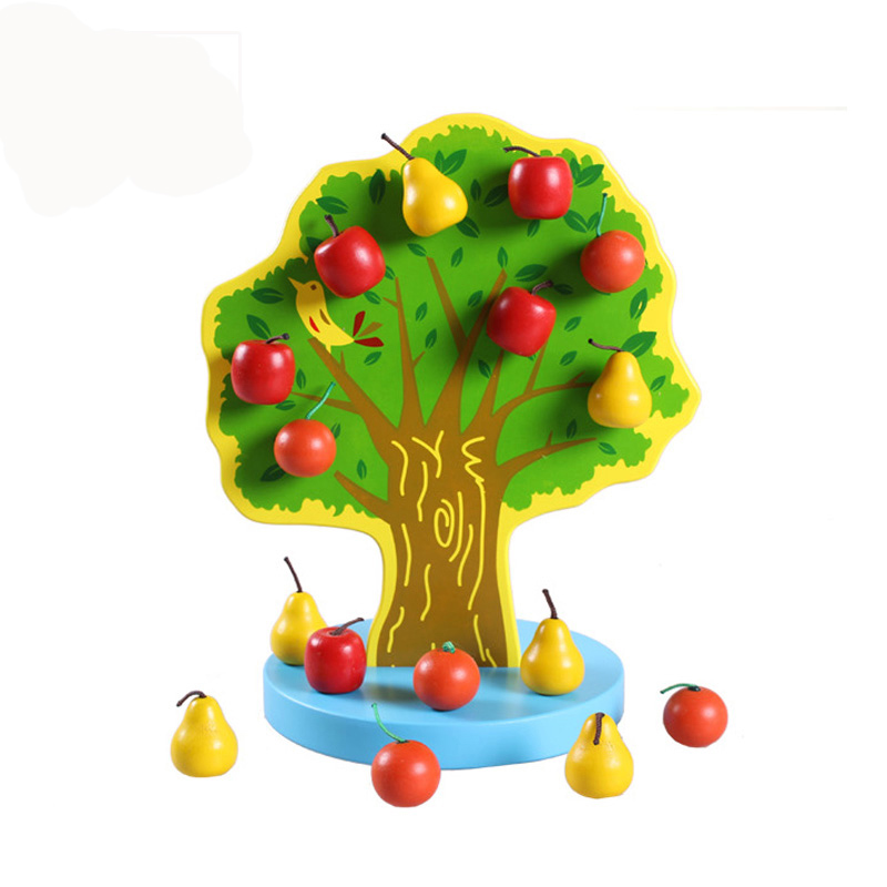 木质磁性苹果圣诞树玩具幼儿学数数教具宝宝早教益智亲子互动包邮