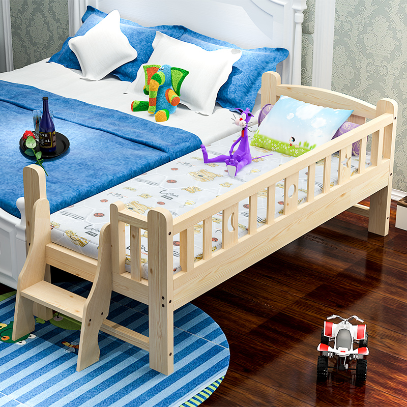 实木儿童床带护栏男孩女孩幼儿床小孩单人床松木加宽床拼接床定做