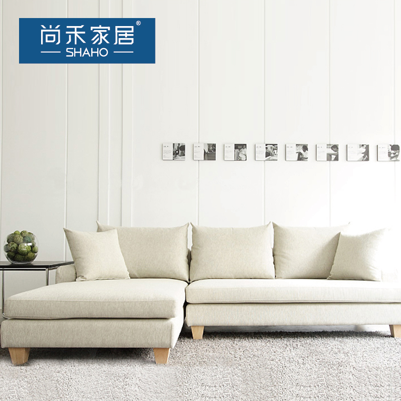 日式布艺沙发小户型组合北欧棉麻沙发转角贵妃位沙发可拆洗定制