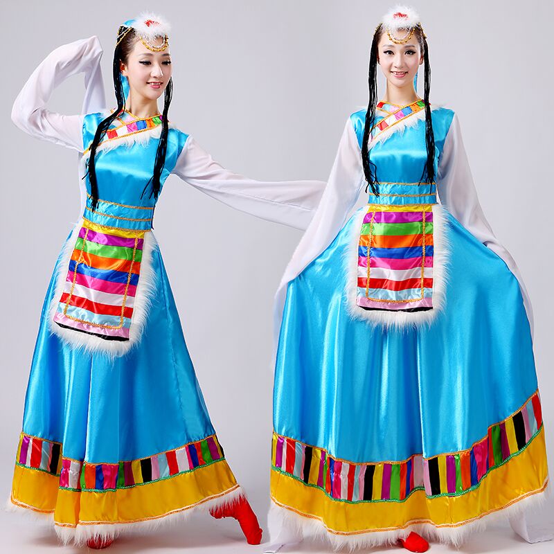 2016新款藏族舞蹈演出服少数民族藏族舞蹈服装水袖舞台服饰女