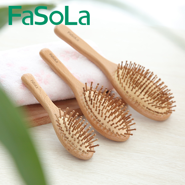 日本fasola家用气囊梳实木气垫防静电保健美发按摩梳长发卷发梳子