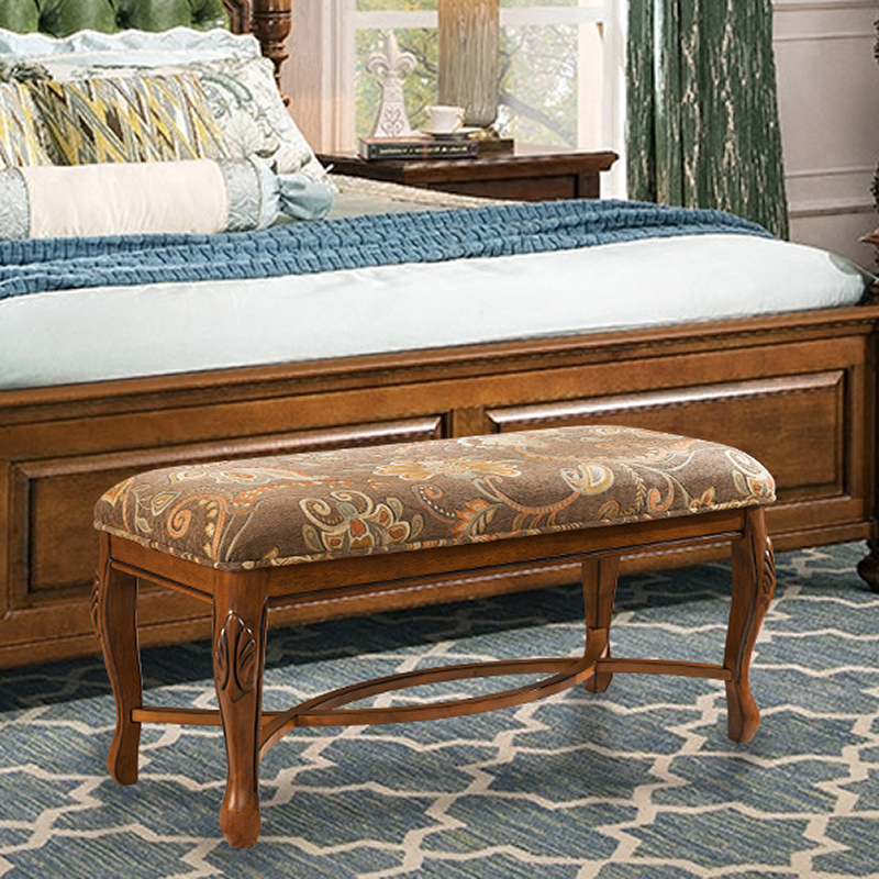美式床尾凳长凳欧式床尾凳现代卧室换鞋凳床边凳真皮床前凳玄关凳