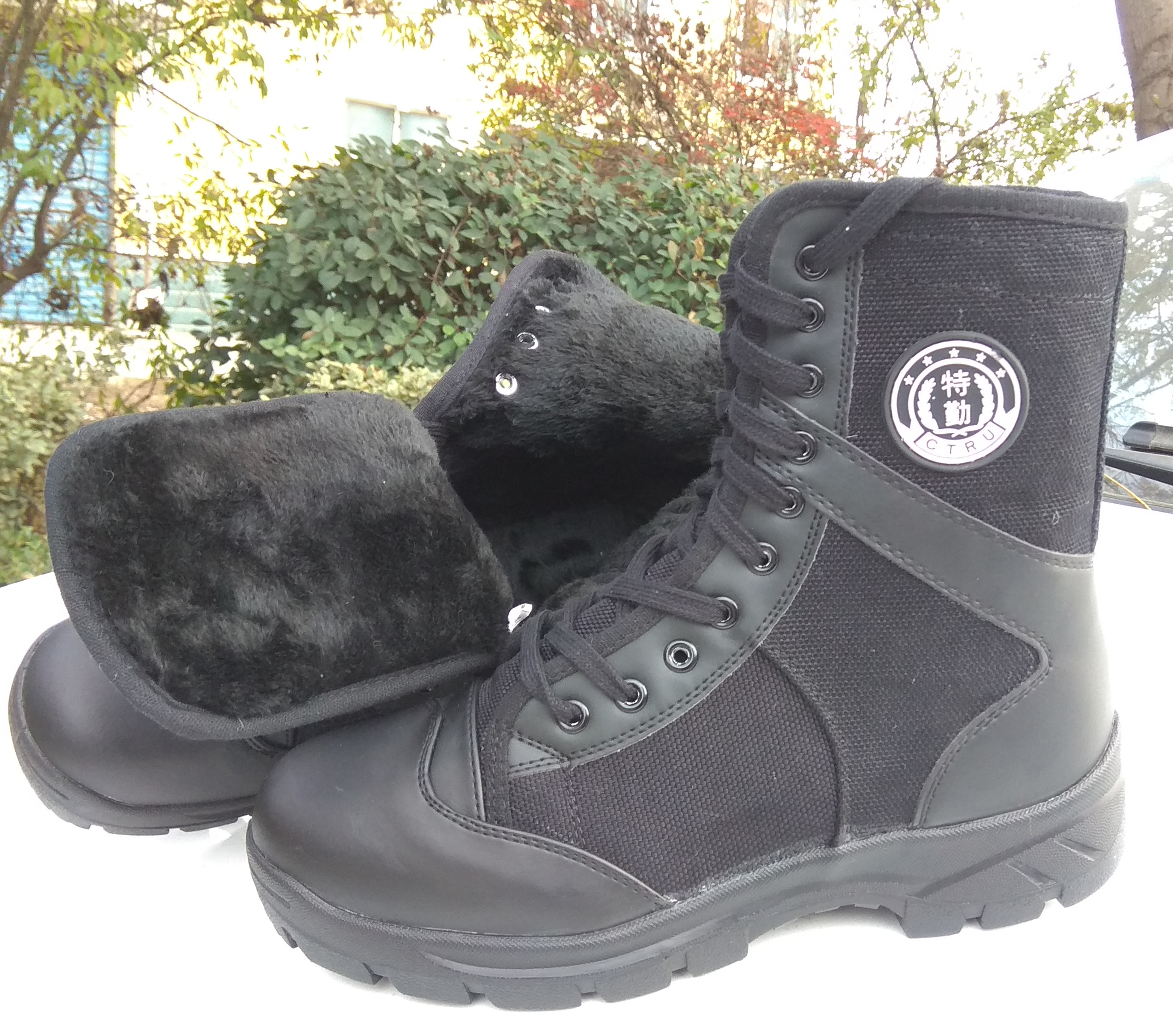 3515冬季特勤黑色保暖高帮作战靴男战术靴特战靴保安鞋高腰作训靴