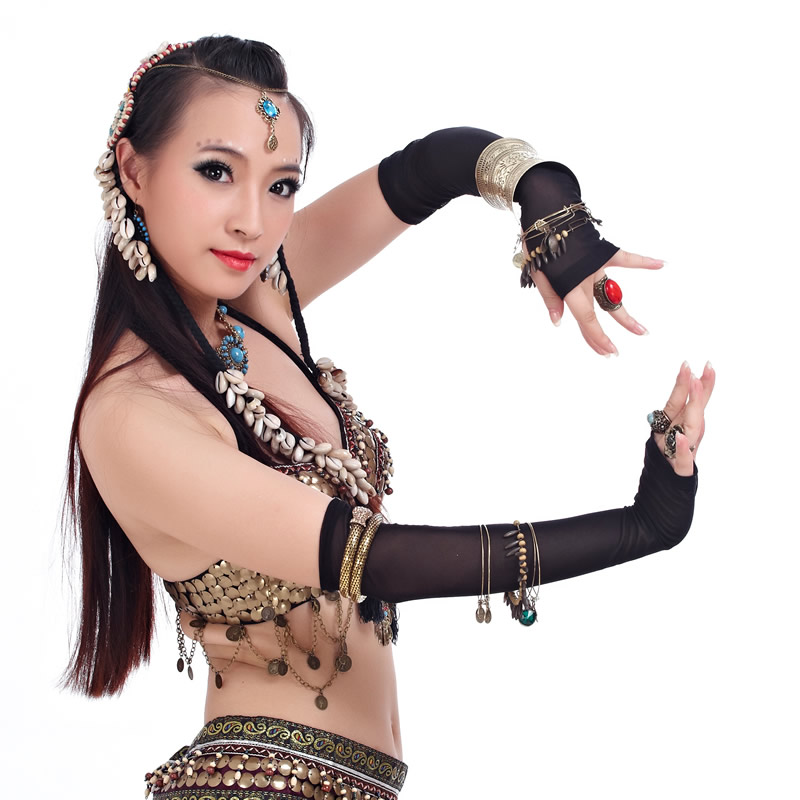 印度民族舞蹈肚皮舞配饰品部落风格古装影视造型水纱连指手套袖套