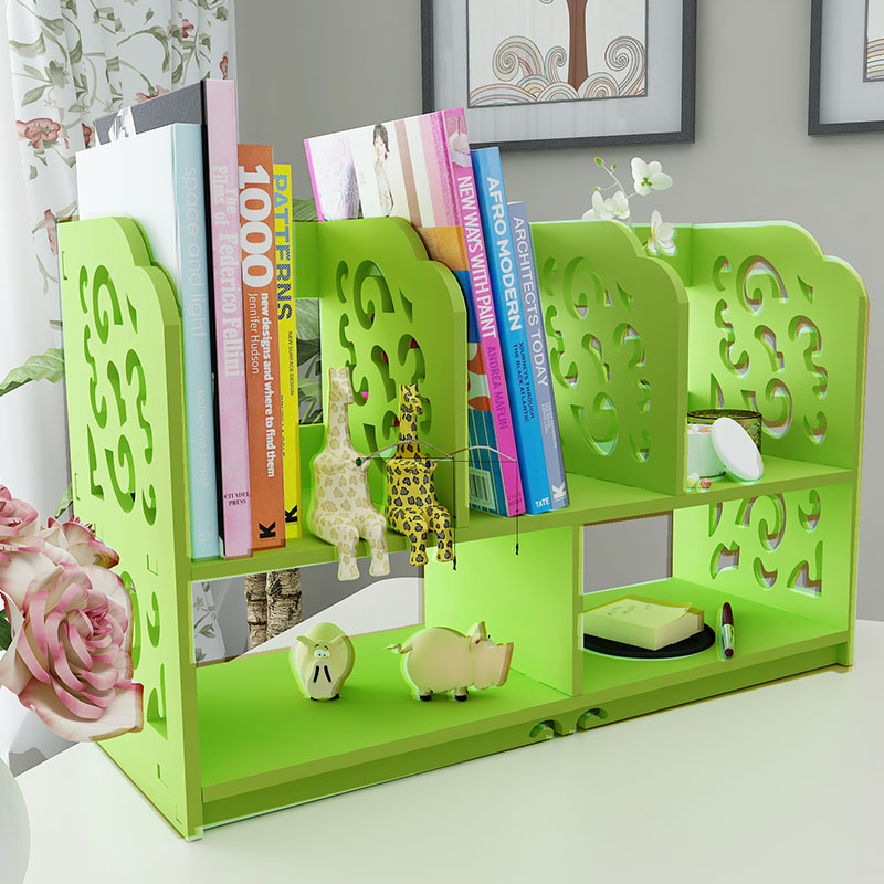 简约现代创意儿童桌上书架简易雕花桌面小书架置物架办公书柜学生