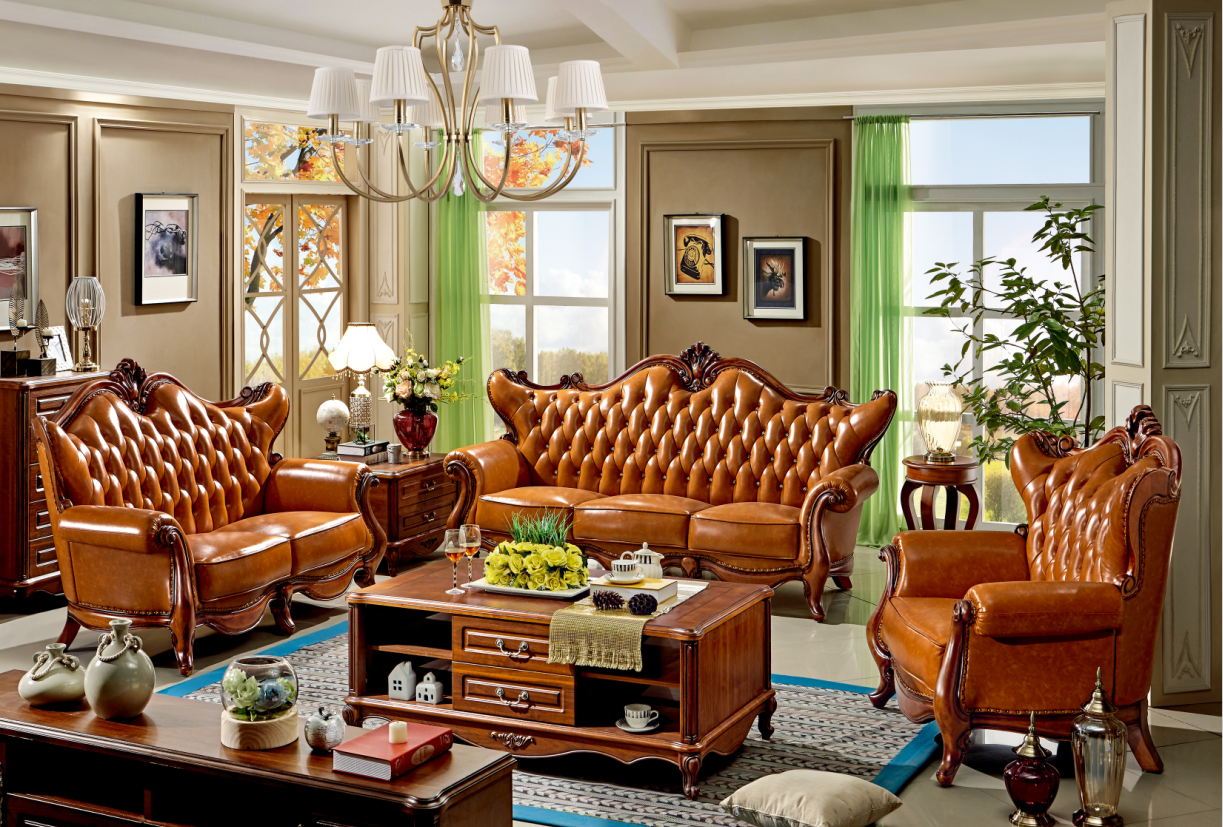 美式客厅 欧式田园实木沙发组合 法式沙发
