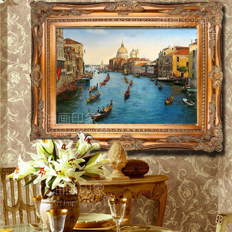 欧式建筑风景 威尼斯异域风情 八方来客 酒店别墅 手绘 风景 油画