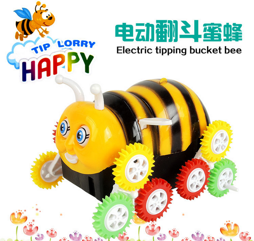 卡通电动玩具车 小蜜蜂翻斗车 自动翻转儿童电动车新奇特玩具包邮