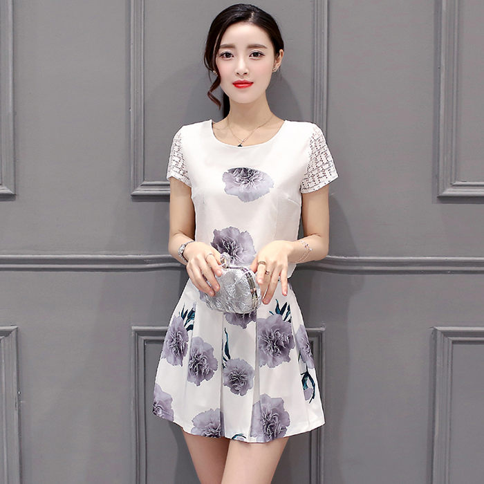 夏装韩版时尚套装女 气质小清新A字裙修身显瘦两件套连衣裙短裙子
