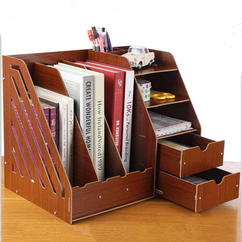 木质收纳盒DIY办公收纳用品桌面文件资料笔筒木质文件夹
