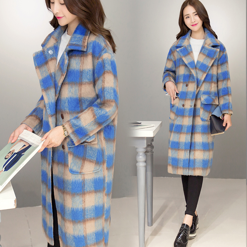 2016冬装新款女装西装领羊毛呢大衣修身中长款茧型毛呢外套女韩国