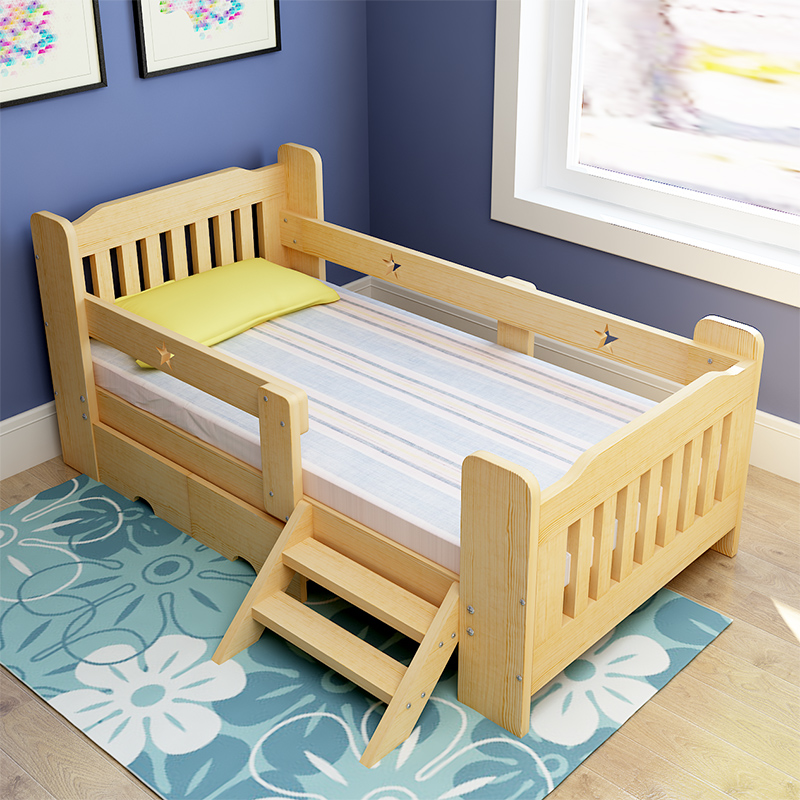 特价包邮实木儿童床婴幼儿带护栏松木床儿童创意小床单人床送床垫