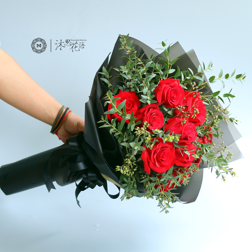 成都鲜花速递沐思花语11支红玫瑰爱意表达祝福鲜花店花束原创定制