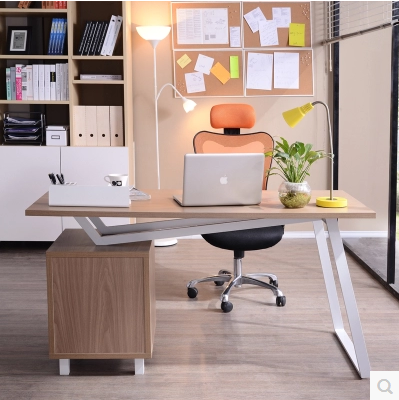 铁艺电脑桌带柜办公桌简约现代简易书桌台式家用桌子抽屉写字台