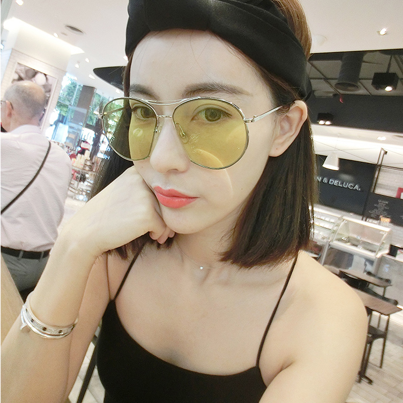 韩国gd权志龙李小璐同款黄色眼镜复古大框彩色墨镜女个性太阳镜男