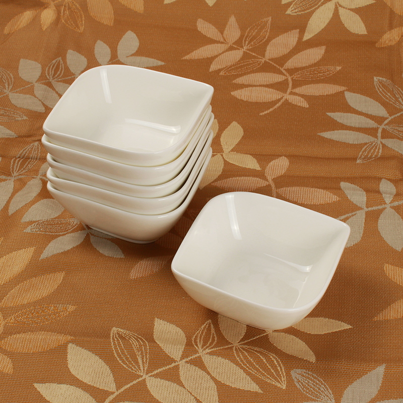 四方碗饭碗甜品碗大眼睛甜品碗纯白韩韩式方碗饭碗汤碗多用碗陶瓷