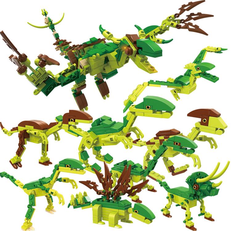 乐高侏罗纪恐龙8合1积木 儿童早教益智塑料拼插变形玩具男孩