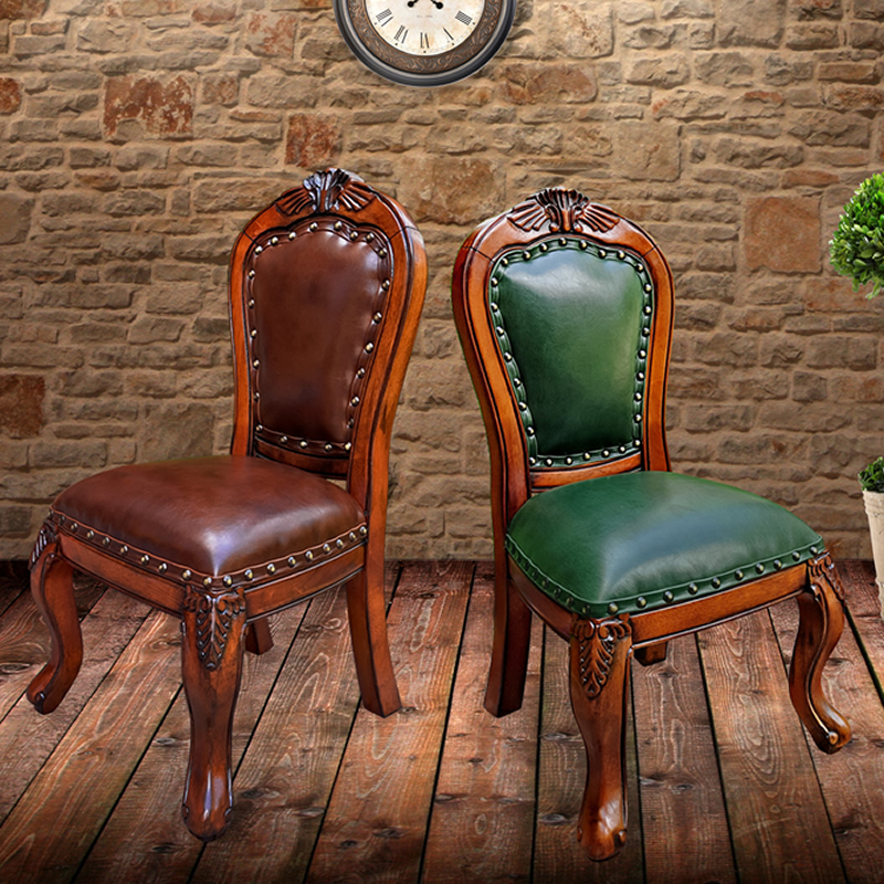 欧式儿童椅小椅子美式真皮全实木靠背椅子脚凳沙发凳茶几凳换鞋凳