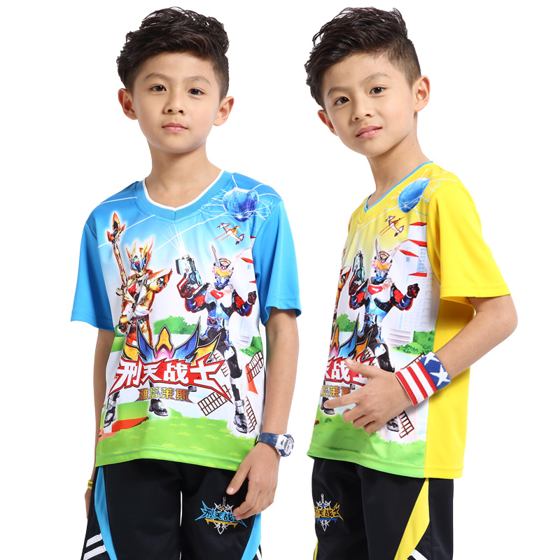 童装男童夏季运动短袖衣服韩版夏装铠甲勇士儿童小孩两件套装 潮