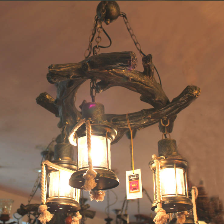 中式仿古个性美式复古loft树脂麻绳网伽服装店吊灯酒吧漫咖啡厅灯