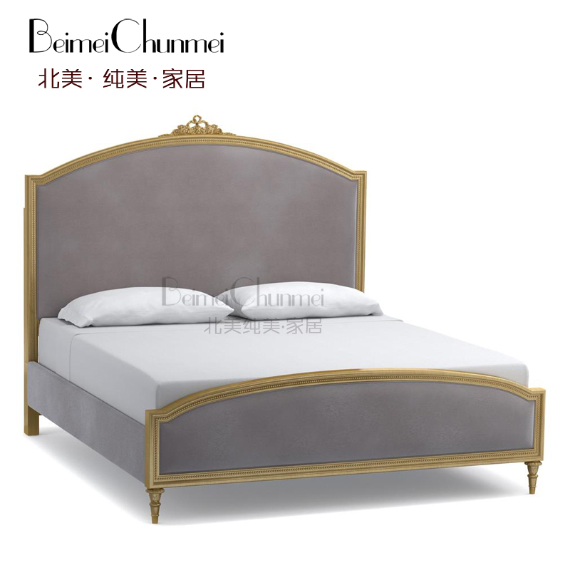 美式新古典后现代实木床精致雕花香槟金色大床乡村高档婚床定制