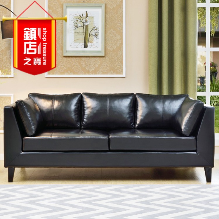 特价日式新古典黑皮沙发宜家三人真皮沙发样板房沙发美式复古现货