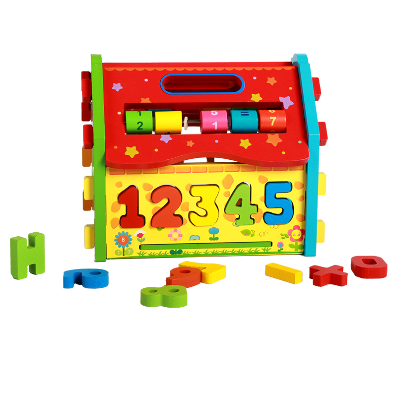 几何形状拆装木制数字屋智慧房子益智早教组合儿童智力玩具包邮