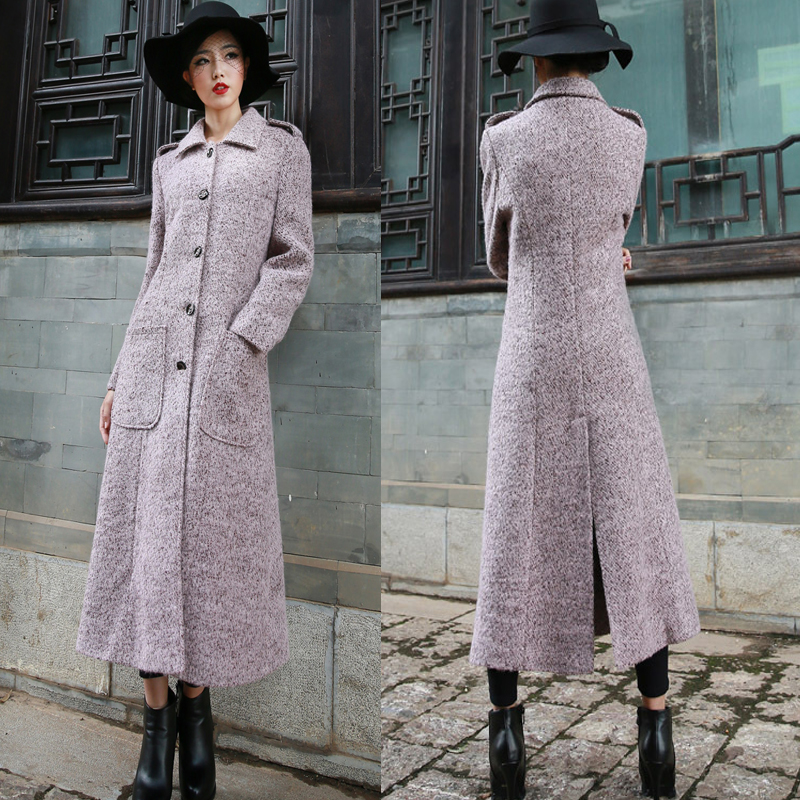 2016冬装高端长款羊毛呢外套女装欧美新款复古气质显瘦羊绒大衣潮