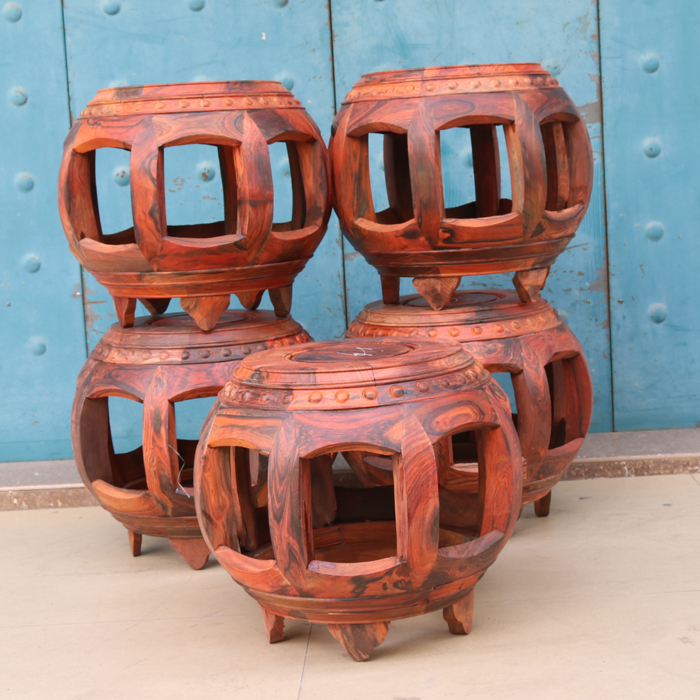 大唐国际老挝红酸枝交趾黄檀鼓凳精品红木家具鼓墩矮凳子实木圆凳